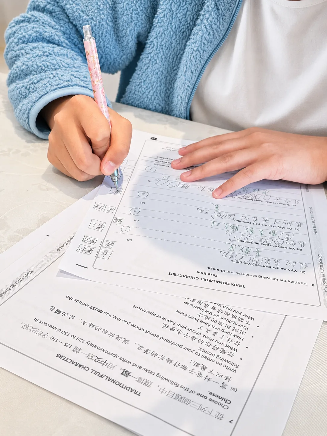 孩子書寫中文習作